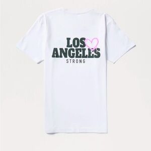 Los Angeles Strong Tee LA White Unisex T-Shirt pink heart Graphic Tee S